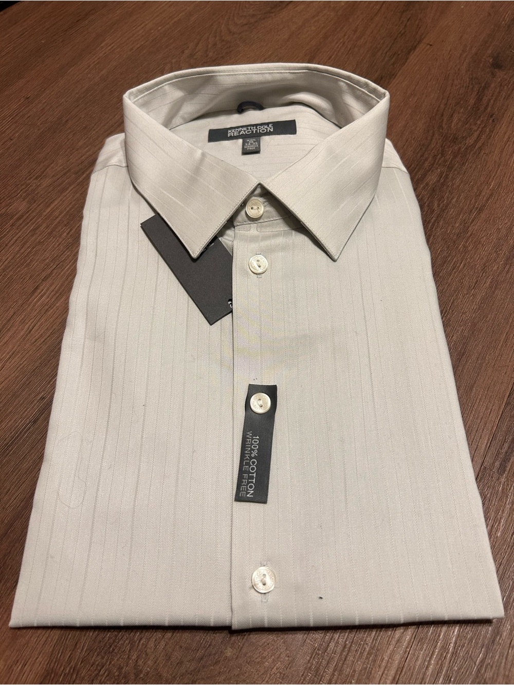 Kenneth Cole Reaction Men's Light Cream Pinstripe Dress Shirt